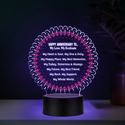 Couples Led Night Lamp Gift Item for Wedding, Anniversary, Birthday & Valentine's Day Romantic Gift for Couples Multicolored Light (My Soulmate)